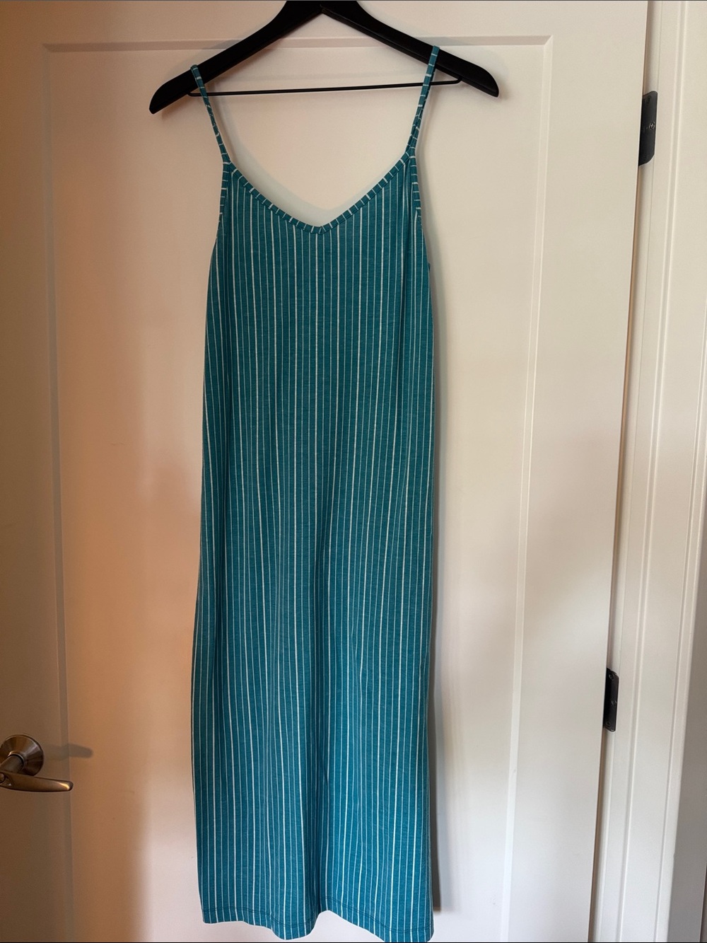 Roxy Teal and White Striped V-Neck Dress